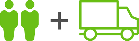 Two Individuals with a Truck Icon