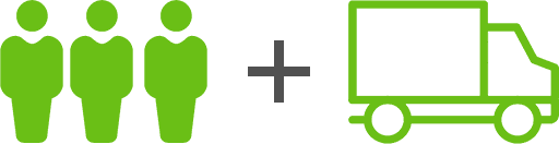 Three Individuals and a Truck Icon