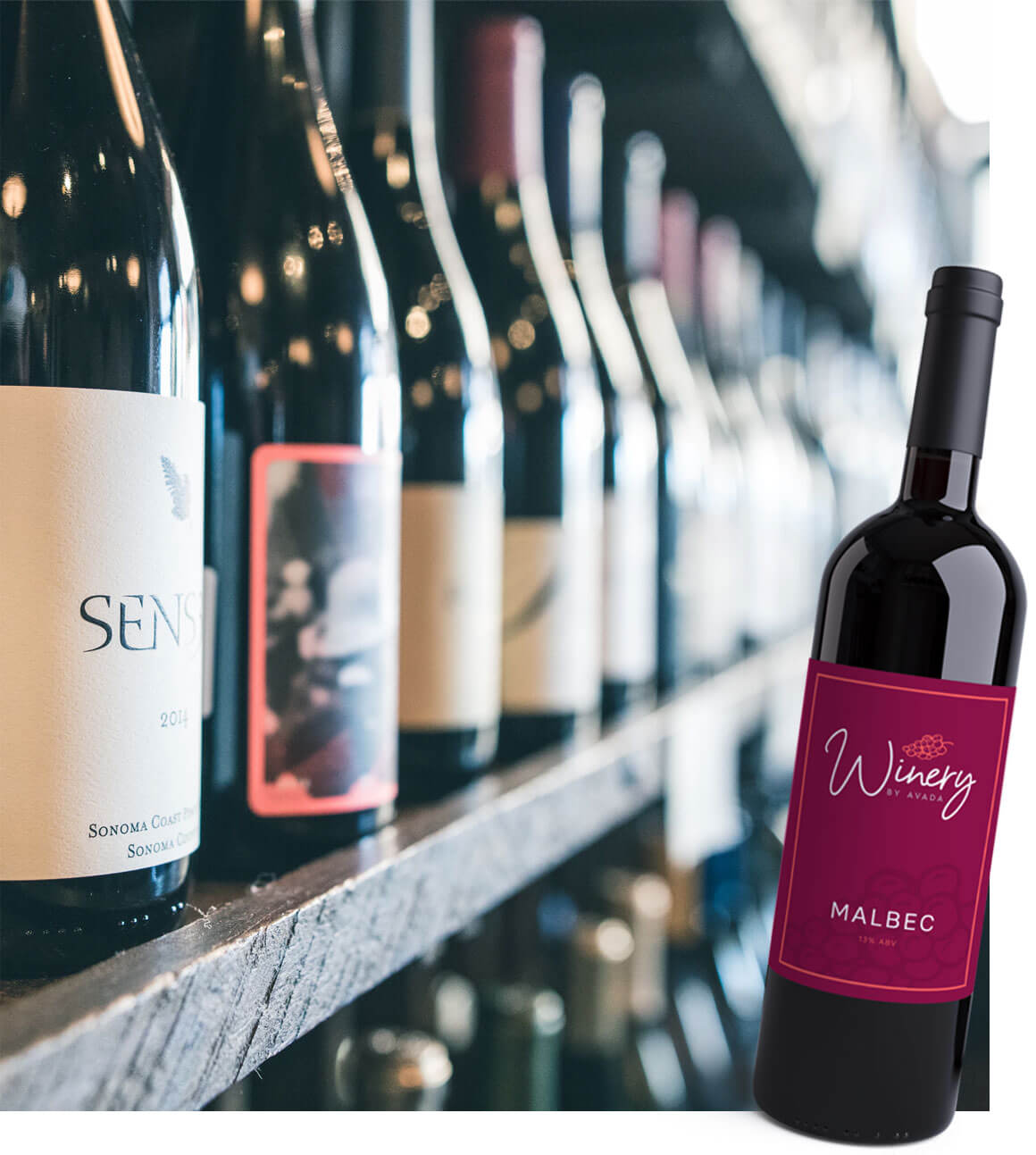 Wine Bottles on Shelves